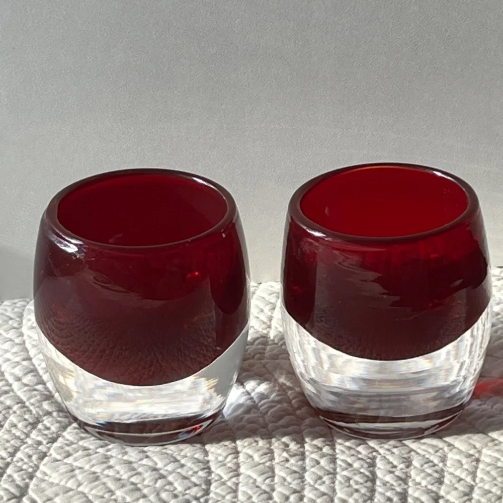 NWT 2 Pairs (4 total) Crate & Barrel Diva Amethyst, Ruby Candle Holders Votives